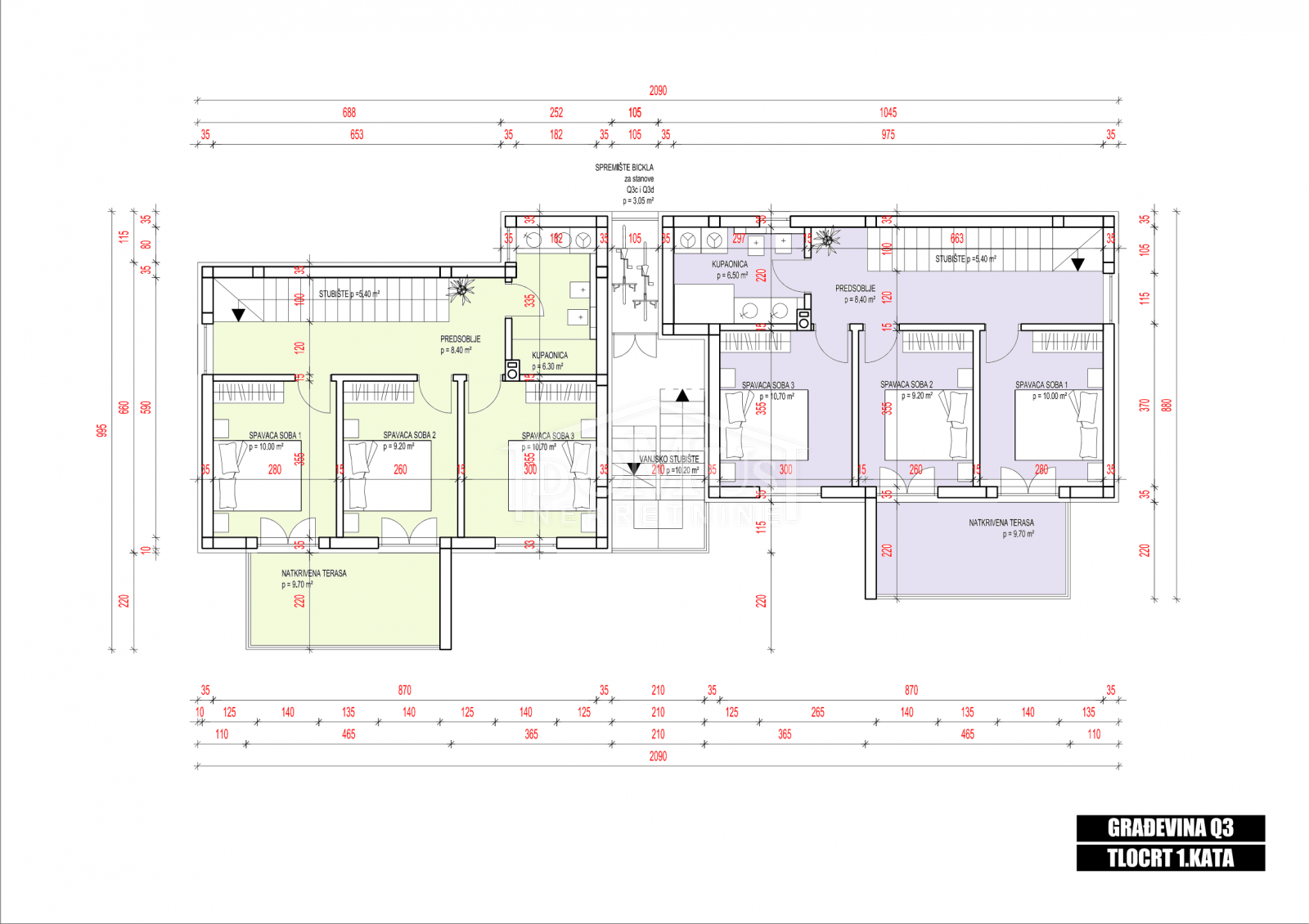 Vodice Neues Projekt Maisonette Wohnung 111 50 M2 3 Schlafzimmer Mit Hof Von 150 M2 Apartment Domus Immobilien Vodice